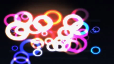 Colorful neon circles on dark background. 2d animation Stock Footage 342580574