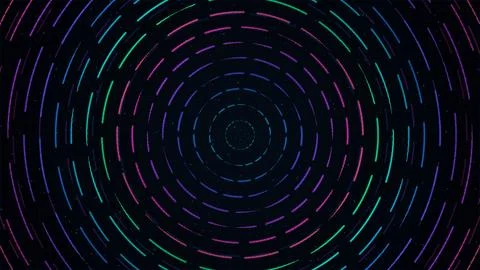 Colorful Neon Circular Technology Motion Background Animation 库存插图