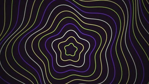 Colorful neon concentric circle pattern on dark background Stock Illustration