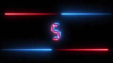 Colorful neon countdown digital clock 10 to 0 second animation Stock Footage 327925087