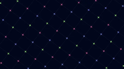 Colorful neon crosses pattern with grid lines Vídeo Stock 195522756