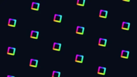Colorful neon diamond shapes pattern on dark background, seamless motion Stock Footage 333159320