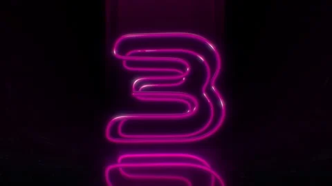 Colorful Neon Digit 3 Loop Animation. Stock Footage 265399911