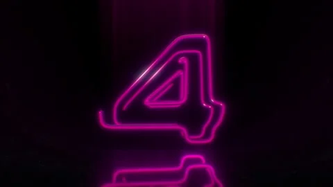 Colorful Neon Digit 4 Loop Animation. Stock Footage 265400017