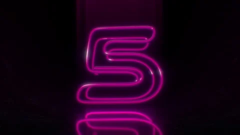 Colorful Neon Digit 5 Loop Animation. Stock Footage 265400112
