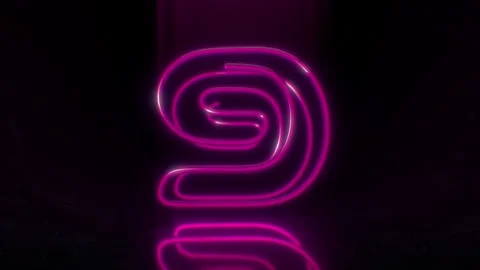 Colorful Neon Digit 9 Loop Animation. Stock Footage 265400502