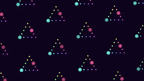 Colorful neon dot triangle pattern on dark background seamless animation Stock Footage 334139486