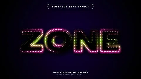 Colorful Neon Editable Text Style Effect with Neon Dotted Stock Illustration