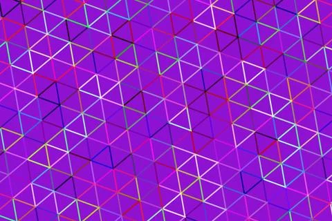 Colorful neon geometric pattern with triangles on purple background 스톡 일러스트