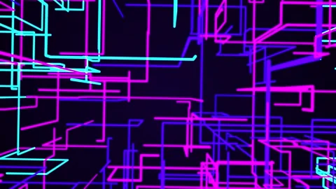 Colorful Neon Glowing Frames 4K Animation Particle Trails in Seamless Stock Footage 165857102