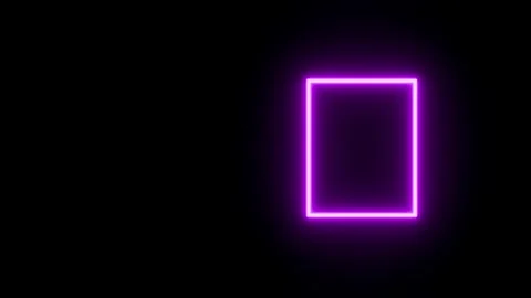 Colorful neon glowing square frame animation on a dark black background Stock Footage 340895974