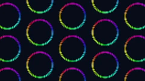 Colorful neon gradient ring pattern on dark background, abstract tech footage Vídeos de archivo 333158918