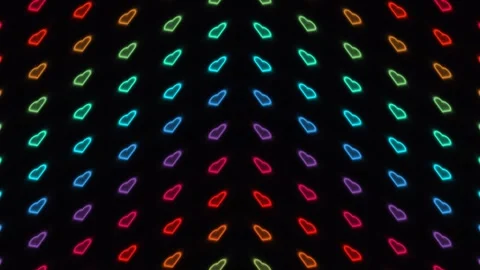Colorful neon hearts pattern on a dark background Stock Footage 338229834