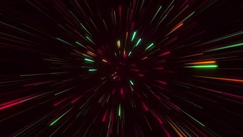 Colorful neon infinity lines on red background. Neon glowing rays Stock Footage 223212912