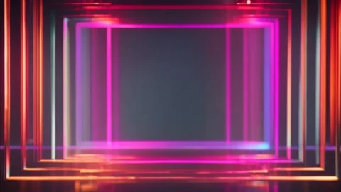 Colorful, neon, laser, rectangular and square frames. Zooming out effect wi.. Vídeos de archivo 273953334