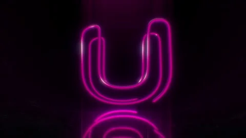 Colorful Neon Letter U Loop Animation. Stock Footage 265398920