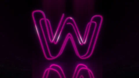 Colorful Neon Letter W Loop Animation. Stock Footage 265399238