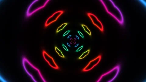 Colorful neon light patterns in swirling motion create a Stock Footage 338167297