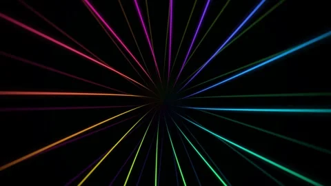 Colorful Neon Light Rays on Black Seamless Loop Stock Footage 340566155