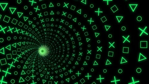 Colorful neon light spiral vortex with black center. 4K Video stock 338328433