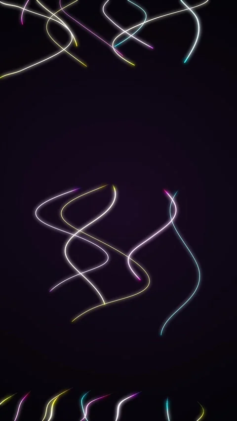 Colorful neon light trails on dark background. 2d animation 库存影片 342000612