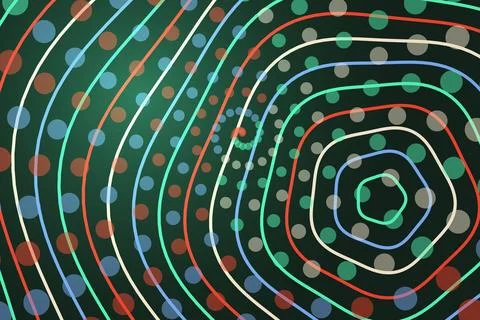 Colorful neon lights in circular pattern at night Stock Illustration