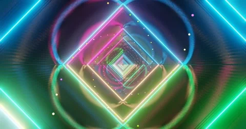 Colorful neon lights create dynamic visual patterns in a seamless Stock Footage 315916339