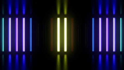 The colorful neon lights form a background that plays a continuous loop. Stock Footage 340112060