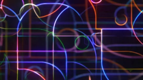 Colorful Neon Line Geometry Background Seamless Loop Stock Footage 333291268