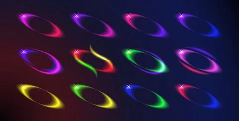 Colorful Neon Oval Frames Set with Halo Stock Illustration