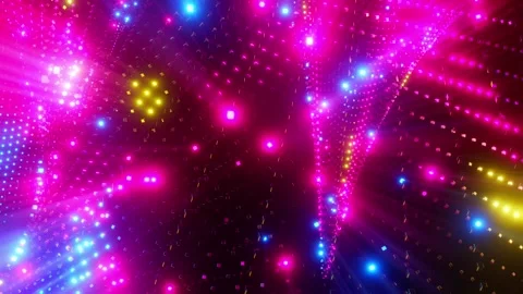 A colorful, neon-like pattern with bright lights and colors. Looped animation Stockbeeldmateriaal 276589597
