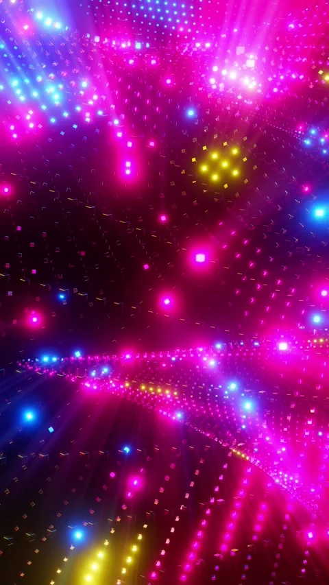 A colorful, neon-like pattern with bright lights and colors. Vertical looped Stock Footage 307011731