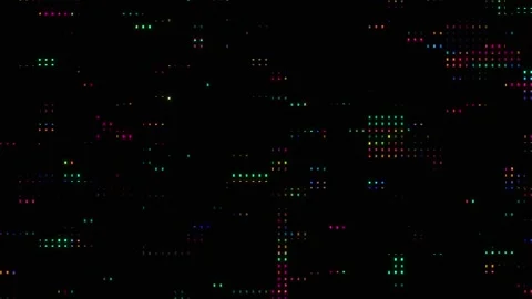 Colorful Neon Pixel Clusters Floating Background With Digital Tech Animation Vidéo 333144431
