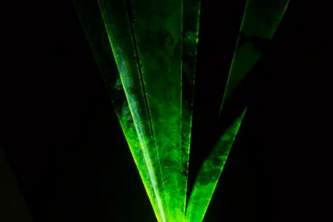 Colorful neon rays of spotlight projector in dark background Stock Photos
