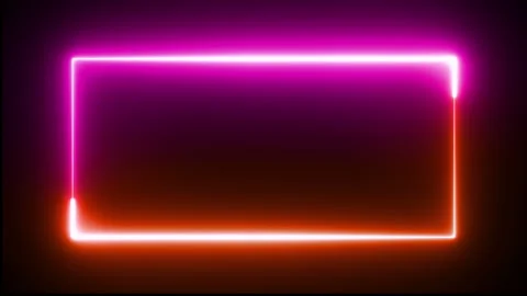 Colorful neon on rectangle frame with light trail endless animation. Stock Footage 248616970