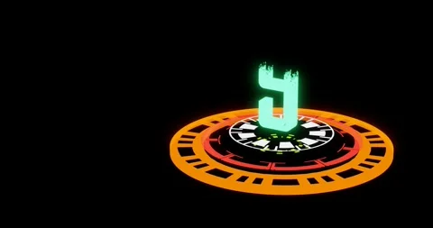 Colorful neon sci-fi countdown stylization, from 10 to 0. From ten to zero. Stock Footage 217897397