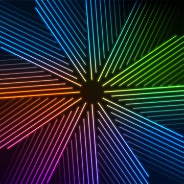 Colorful neon shiny rays abstract glowing background Illustrazione stock