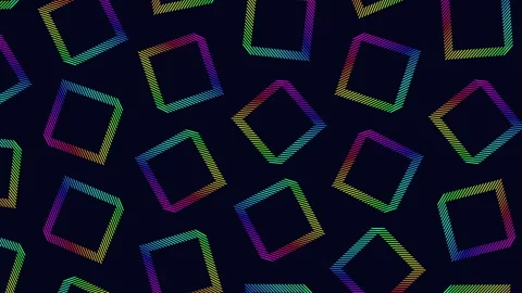 Colorful neon square pattern background with rotating diagonal line outlines Stockbeeldmateriaal 334139443