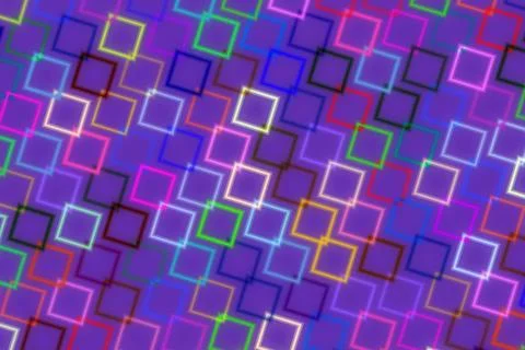 Colorful neon squares pattern on dark background Stock Illustration