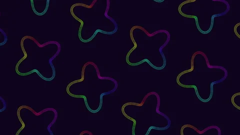 Colorful neon star outline pattern animation on dark background, seamless loop Vídeos de archivo 332107635