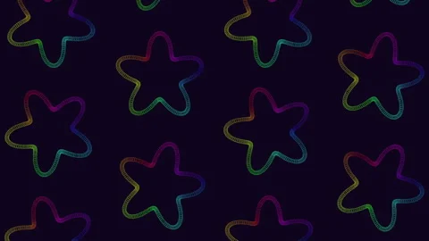 Colorful neon star outline pattern on dark background for modern motion design 스톡 동영상 334139527
