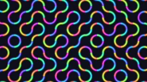 Colorful neon swirl pattern on dark background Illustrazione stock