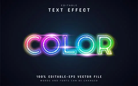 Colorful neon text effect Stock Illustration