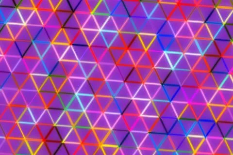 Colorful neon triangle pattern with glowing lines and shapes Stock Photos