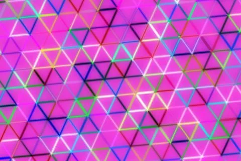 Colorful neon triangle pattern on pink background Stock Illustration