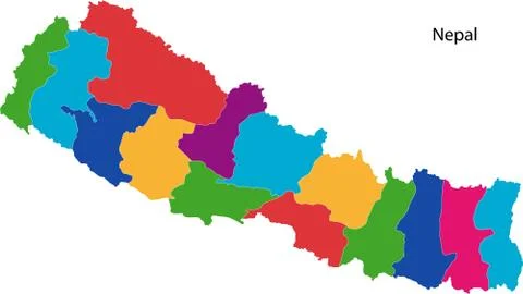 Colorful Nepal map Stock Illustration