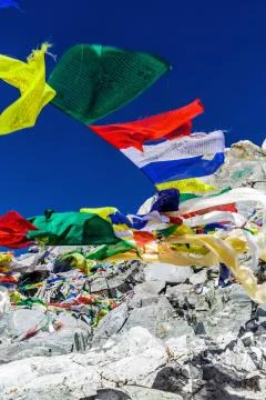 Colorful Nepalese flags Fotos de archivo