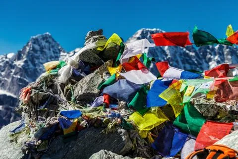 Colorful Nepalese flags Stock Photos