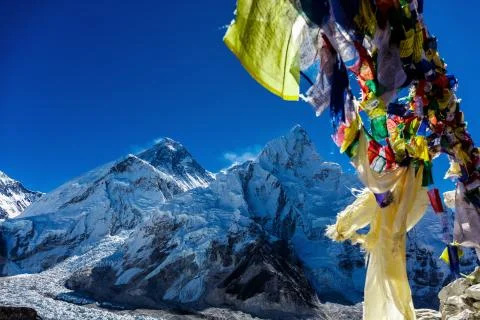 Colorful Nepalese flags Stock Photos
