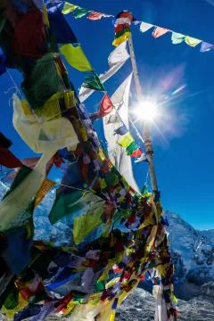 Colorful Nepalese flags 스톡 사진